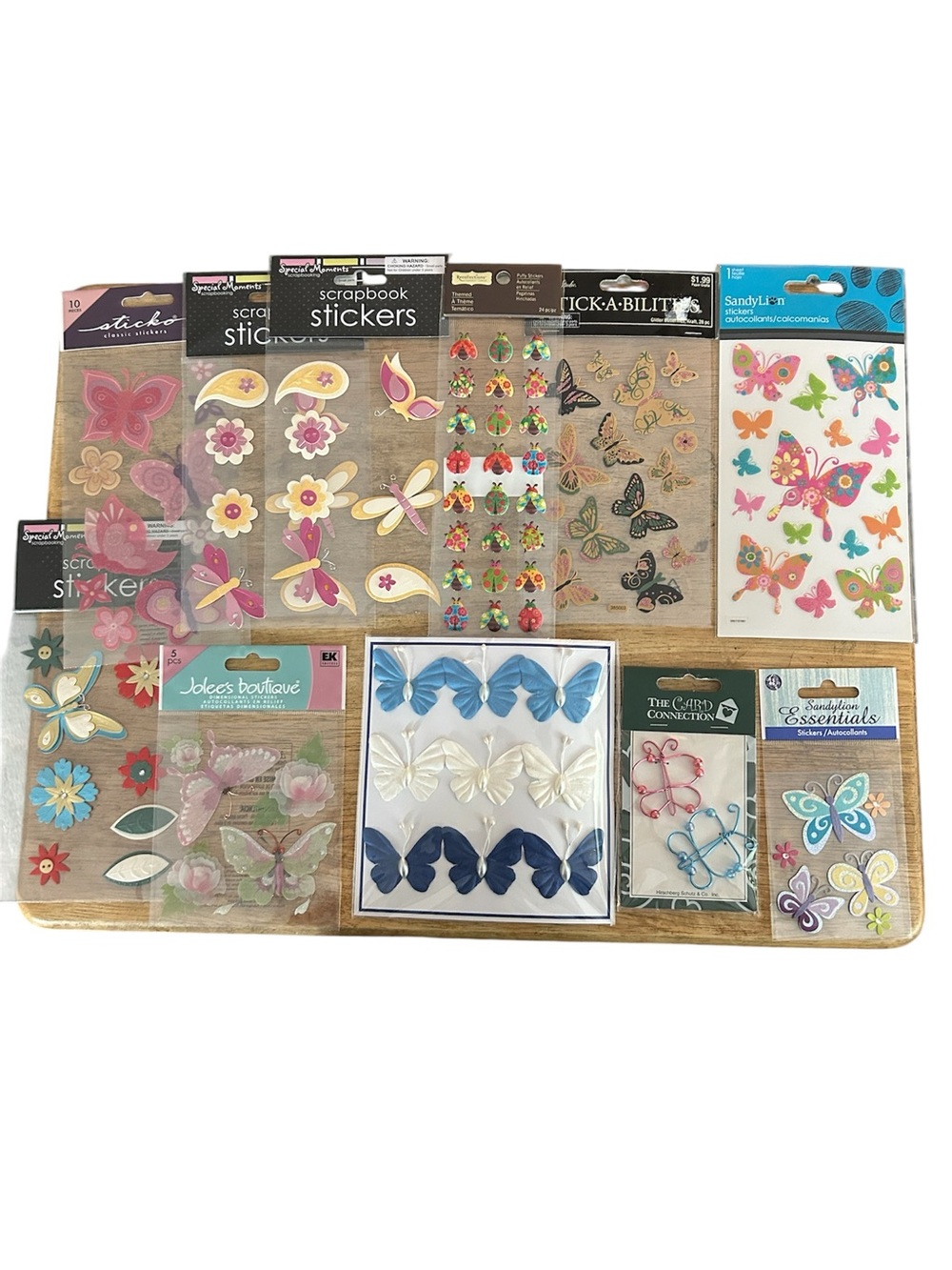 Butterfly & Floral Sticker Pack Assortment - Pink, Blue, White, Yellow